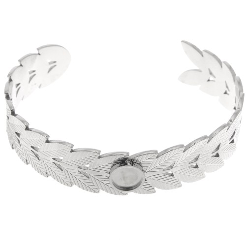 Bracciale regolabile a foglia d'alloro 15x160 mm per cabochon da 8 mm - Acciaio inossidabile 304 x1