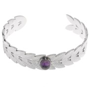 Bracciale regolabile a foglia d'alloro 15x160 mm per cabochon da 8 mm - Acciaio inossidabile 304 x1