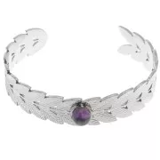 Bracciale regolabile a foglia d'alloro 15x160 mm per cabochon da 8 mm - Acciaio inossidabile 304 x1