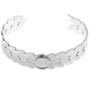 Bracciale regolabile a foglia d'alloro 15x160 mm per cabochon da 10 mm - Acciaio inossidabile 304|raw }}