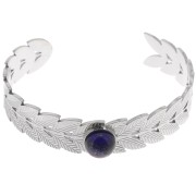 Bracciale regolabile a foglia d'alloro 15x160 mm per cabochon da 10 mm - Acciaio inossidabile 304