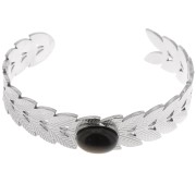 Bracciale regolabile a foglia d'alloro 15x160 mm per cabochon 14x10 mm - Acciaio inossidabile 304