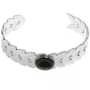 Bracciale regolabile a foglia d'alloro 15x160 mm per cabochon 14x10 mm - Acciaio inossidabile 304
