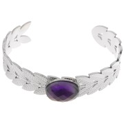 Bracciale regolabile a foglia d'alloro 15x160 mm per cabochon 18x13 mm - Acciaio inossidabile 304