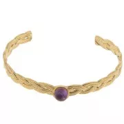 Bracelet jonc tressé réglable 8x160 mm pour cabochon 8 mm - Acier inox 304 Doré