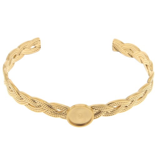 Bracciale intrecciato regolabile 8x160mm per cabochon 10mm Acciaio inox304 dorato