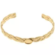 Bracciale intrecciato regolabile 8x160mm cabochon 8x6mm Acciaio inox 304 dorato