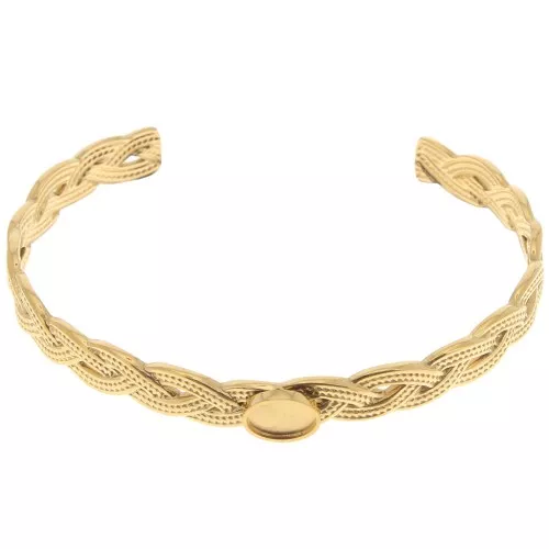 Bracciale intrecciato regolabile 8x160mm cabochon 8x6mm Acciaio inox 304 dorato