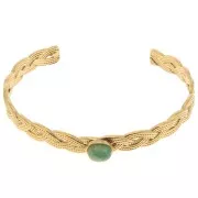 Bracciale intrecciato regolabile 8x160mm cabochon 8x6mm Acciaio inox 304 dorato