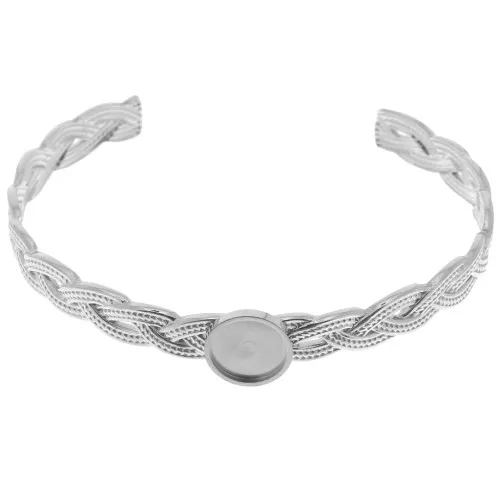 Bracciale intrecciato regolabile 8x160 mm per cabochon da 10 mm - Acciaio inossidabile 304