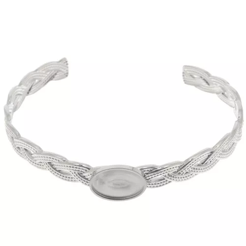 Bracciale intrecciato regolabile 8x160 mm per cabochon 14x10 mm - Acciaio inossidabile 304