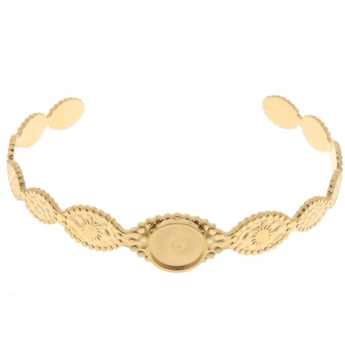 Bracciale ovale regolabile 12x155 mm per cabochon da 10 mm-Acciaio inox304 dorato