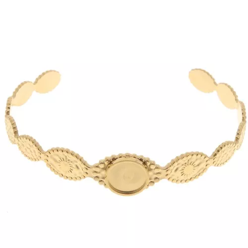 Bracciale ovale regolabile 12x155 mm per cabochon da 10 mm-Acciaio inox304 dorato