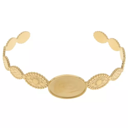 Bracciale ovale motivo sole - regolabile-12x155mm cabochon 18x13mm Acciaio inox304