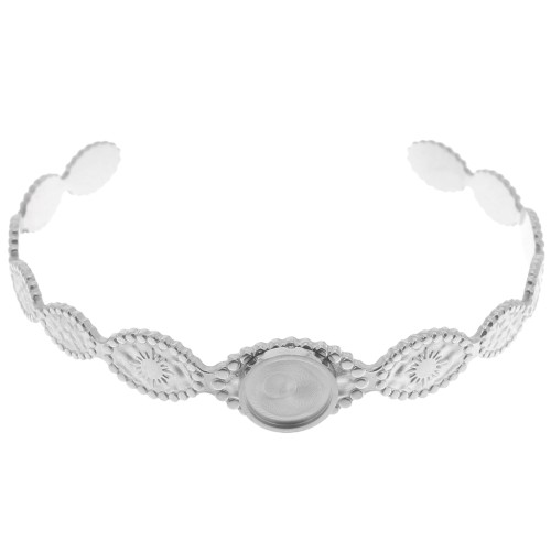 Bracciale ovale regolabile sole 12x155 mm per cabochon da 10 mm - Acciaio inox 304