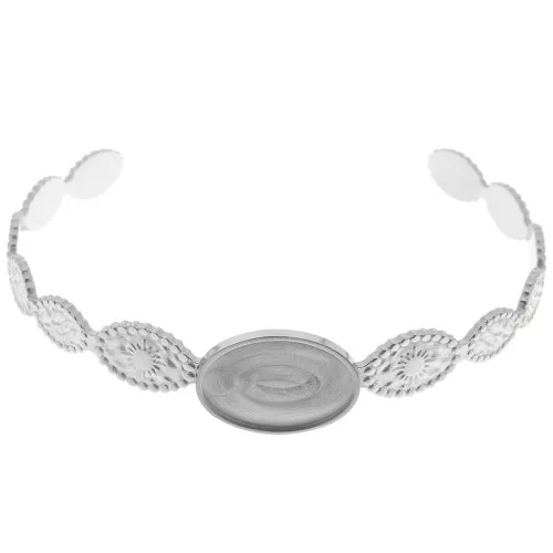 Bracciale ovale regolabile 12x155mm per cabochon 18x13 mm - Acciaio inossidabile 304