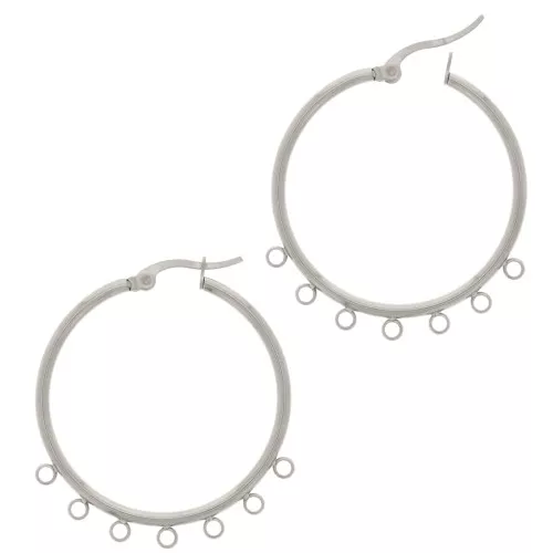 Orecchini cerchio 34 mm con 7 anelli chiusi - Acciaio inox 201 x2