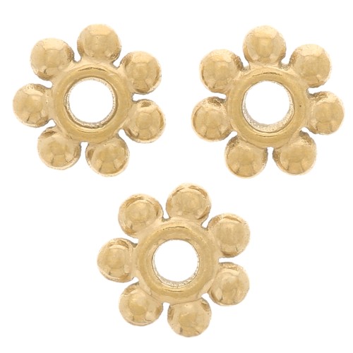 Perline distanziatrici a fiore da 6 mm - Acciaio inossidabile 304L Gold x10