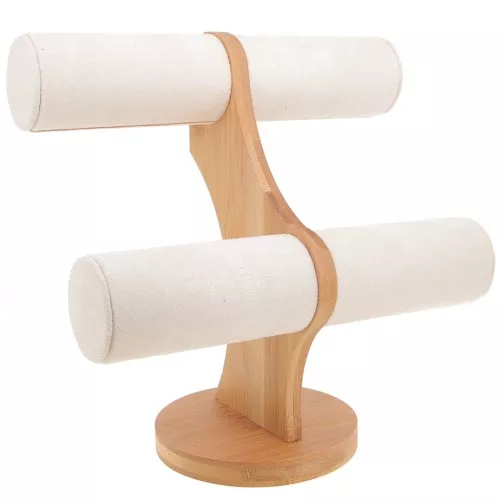 Portagioielli - Espositore per bracciali 24x24 cm bamboo et suede - Beige