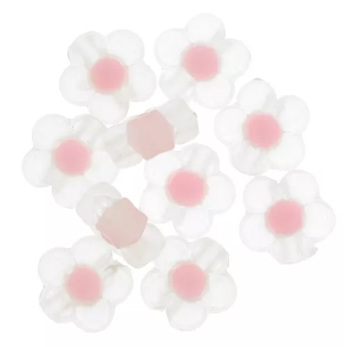 Perline a fiore 12,5 mm - Trasparenti - Rosa pastello x10