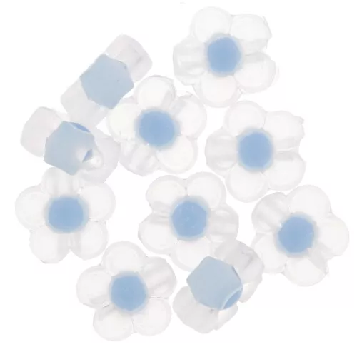 Perline floreali 12,5 mm - Trasparenti - Blu pastello x10