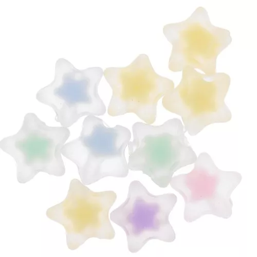 Set di perline a stella 11 mm - Trasparente - Multicolore pastello x10