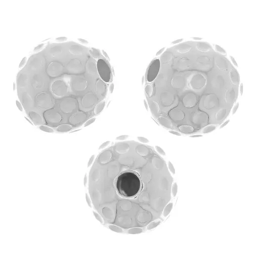 Perlina rotonda a forma di pallina da golf 10 mm - Placcata argento x1