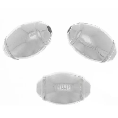 Perlina ovale - Pallone da rugby 16,5x10 mm - Placcata argento x1