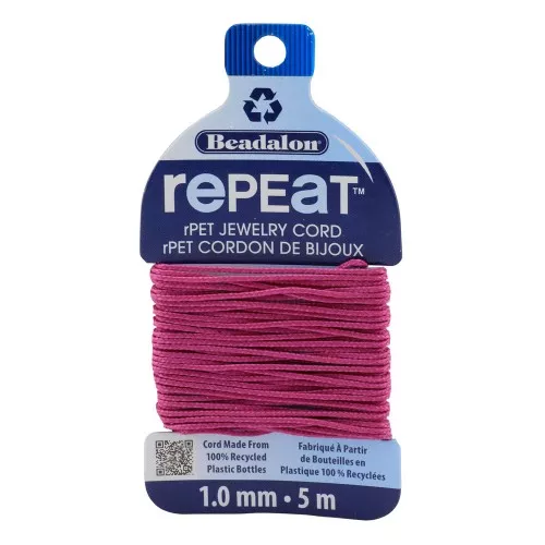 Cordone intrecciato RePEaT in poliestere riciclato 1 mm - Fucsia x5m