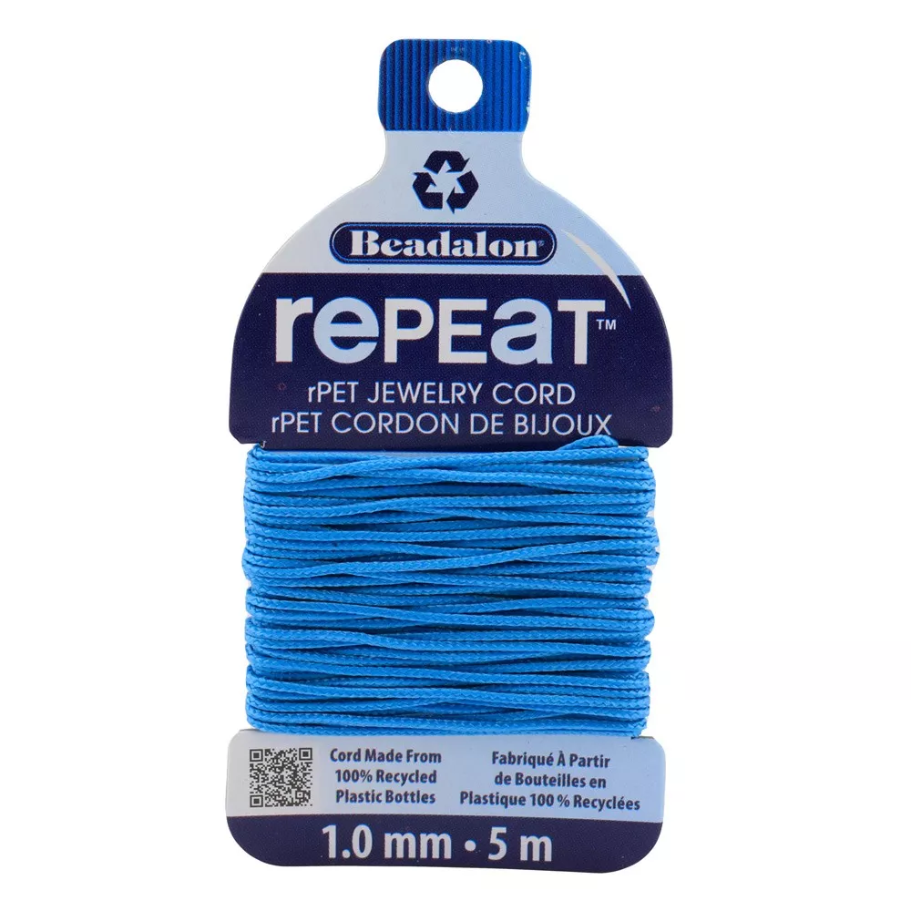 Cordone intrecciato RePEaT in poliestere riciclato da 1 mm - Azzurro