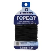 Cordone intrecciato RePEaT in poliestere riciclato da 1 mm - Nero x5m|raw }}