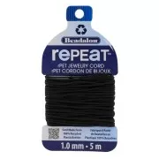 Cordone intrecciato RePEaT in poliestere riciclato da 1 mm - Nero x5m