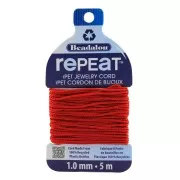 Cordone intrecciato RePEaT in poliestere riciclato da 1 mm - Rosso x5m