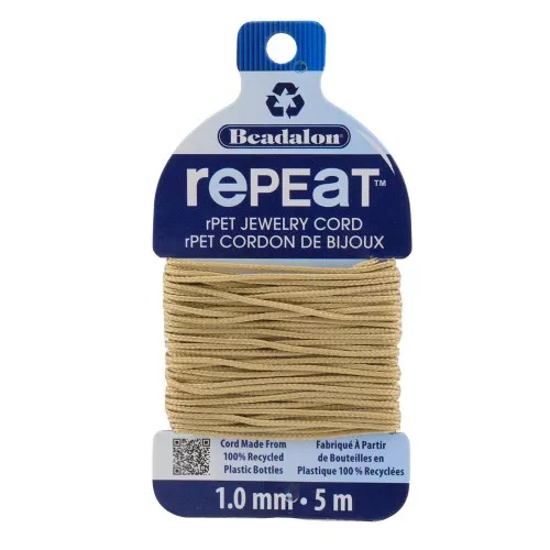 Cordone intrecciato RePEaT in poliestere riciclato 1 mm - Sand x5m