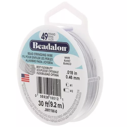 Cavetto acciaio 49 fili mm. 0.46 - Bianco - acciaio inossidabile x9.2m
