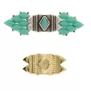 Cymbal - Connettore per perline GemDuo 25x12mm Mantrakia II dorato con oro fino x1