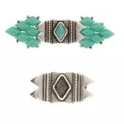 Cymbal - Connettore per perline GemDuo 25x12 mm Mantrakia II - Argento antico x1