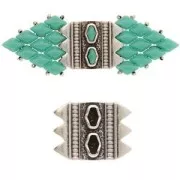 Cymbal- Connettore per perline Mantrakia III SuperDuo 17x23 mm - Argento antico x1