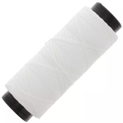 Filo di poliestere cerato piatto - Slam Cord per micro macramè 0,8 mm - Bianco x100m