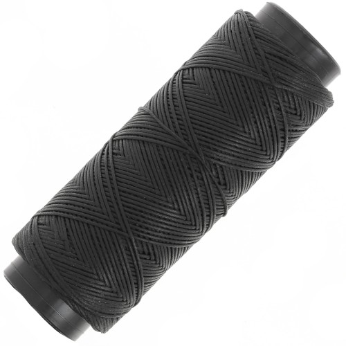 Filo di poliestere cerato piatto - Slam Cord per micro macramè 0,8 mm - Nero x100m