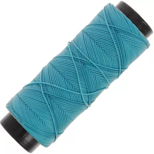 Filo di poliestere cerato piatto - Slam Cord per micro macramè 0,8 mm - Turchese x100m