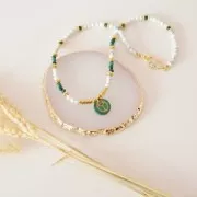 Perline a fiore 6 mm - Dorato con oro fino x100