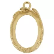 Set di pendenti ovali - Design a onda per cabochon 18x13 mm dorato con oro fino x1