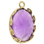 Set di pendenti ovali - Design a onda per cabochon 18x13 mm dorato con oro fino x1