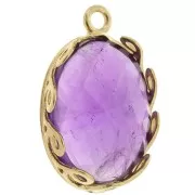 Set di pendenti ovali - Design a onda per cabochon 18x13 mm dorato con oro fino x1