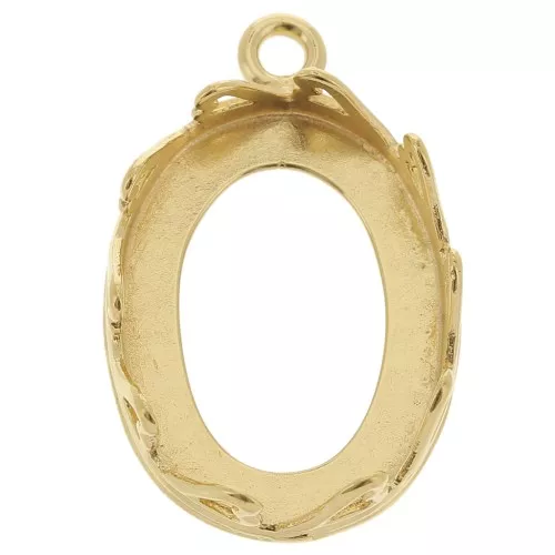 Set di pendenti ovali - cuori per cabochon 18x13 mm -dorato con oro fino x1