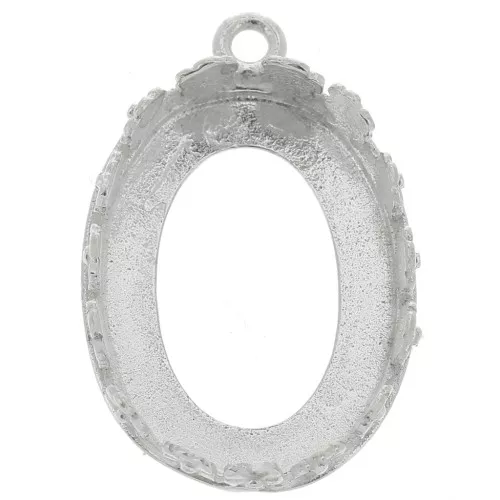 Set di pendenti ovali - design floreale per cabochon 18x13 mm - Argento 925 x1