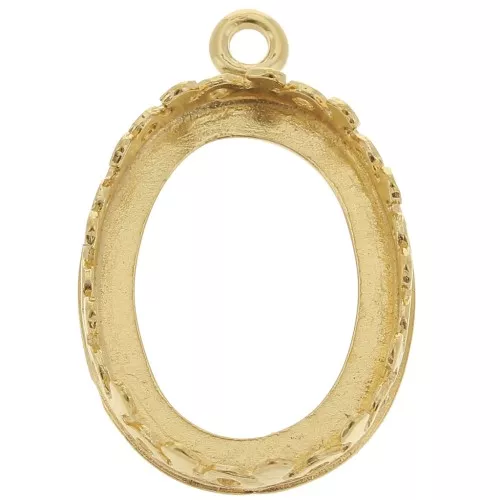 Set di pendenti ovali - ornamento per cabochon 18x13 mm -Dorato con oro fino x1