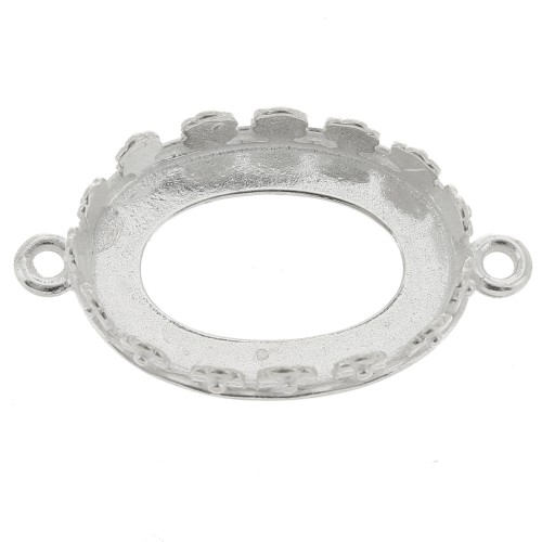 Castone ovale a incastro - design floreale per cabochon 18x13 mm - Argento 925 x1