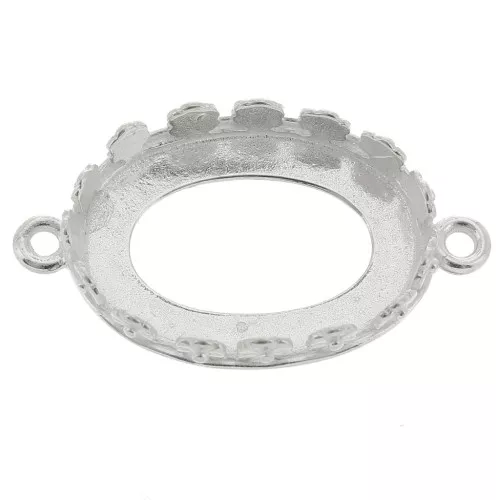 Castone ovale a incastro - design floreale per cabochon 18x13 mm - Argento 925 x1